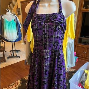 H&R Purple lined Halter dress gothic look
